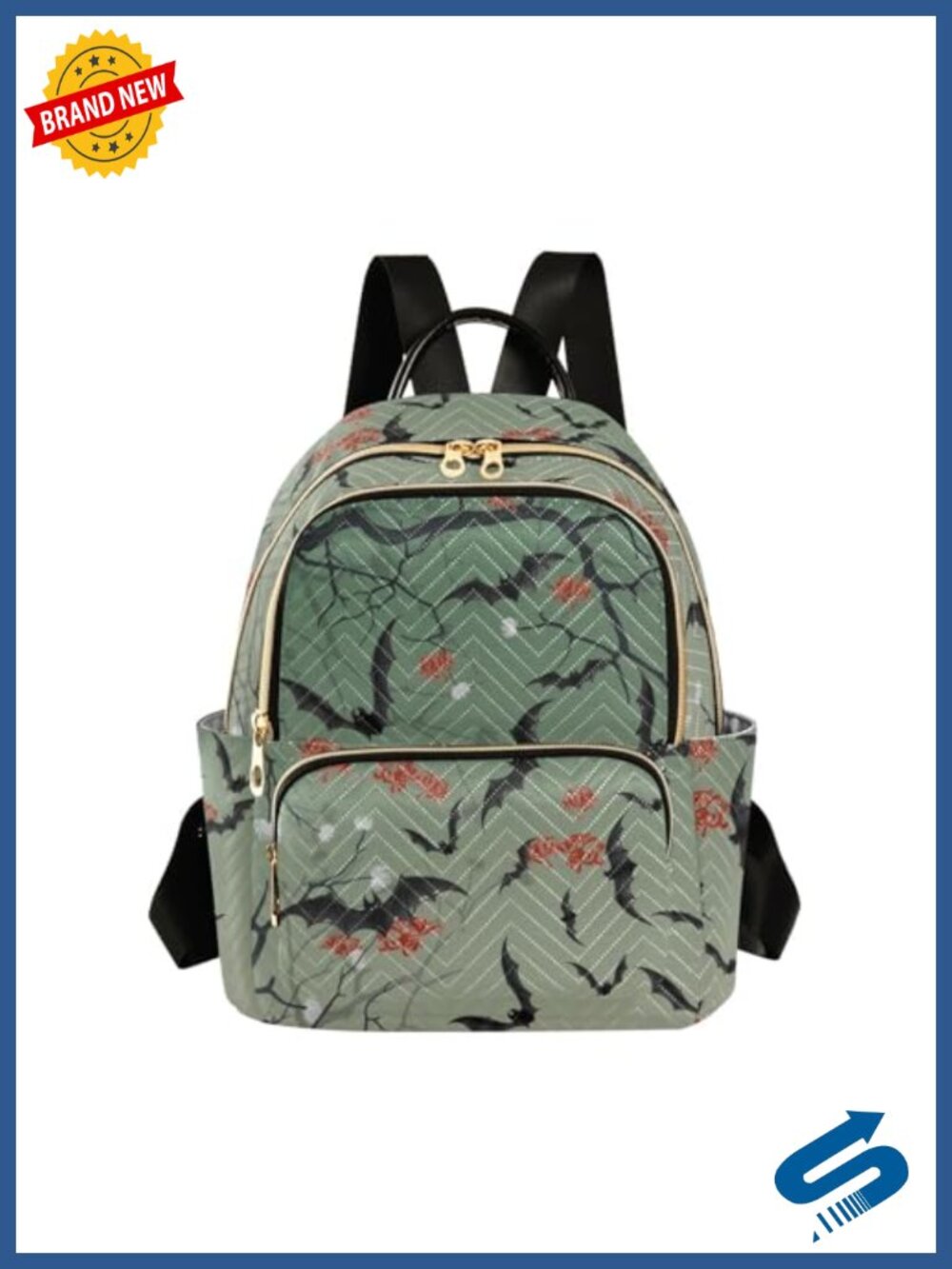 Quilted Bat Backpack Purse for Women Water Resistant Polyester Daypack Mini